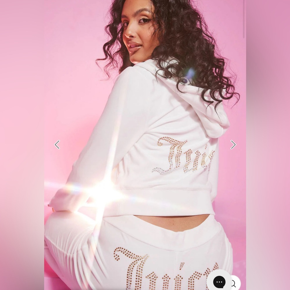 Juicy Couture OG BIG BLING VELOUR HOODIE in Small white Angel color